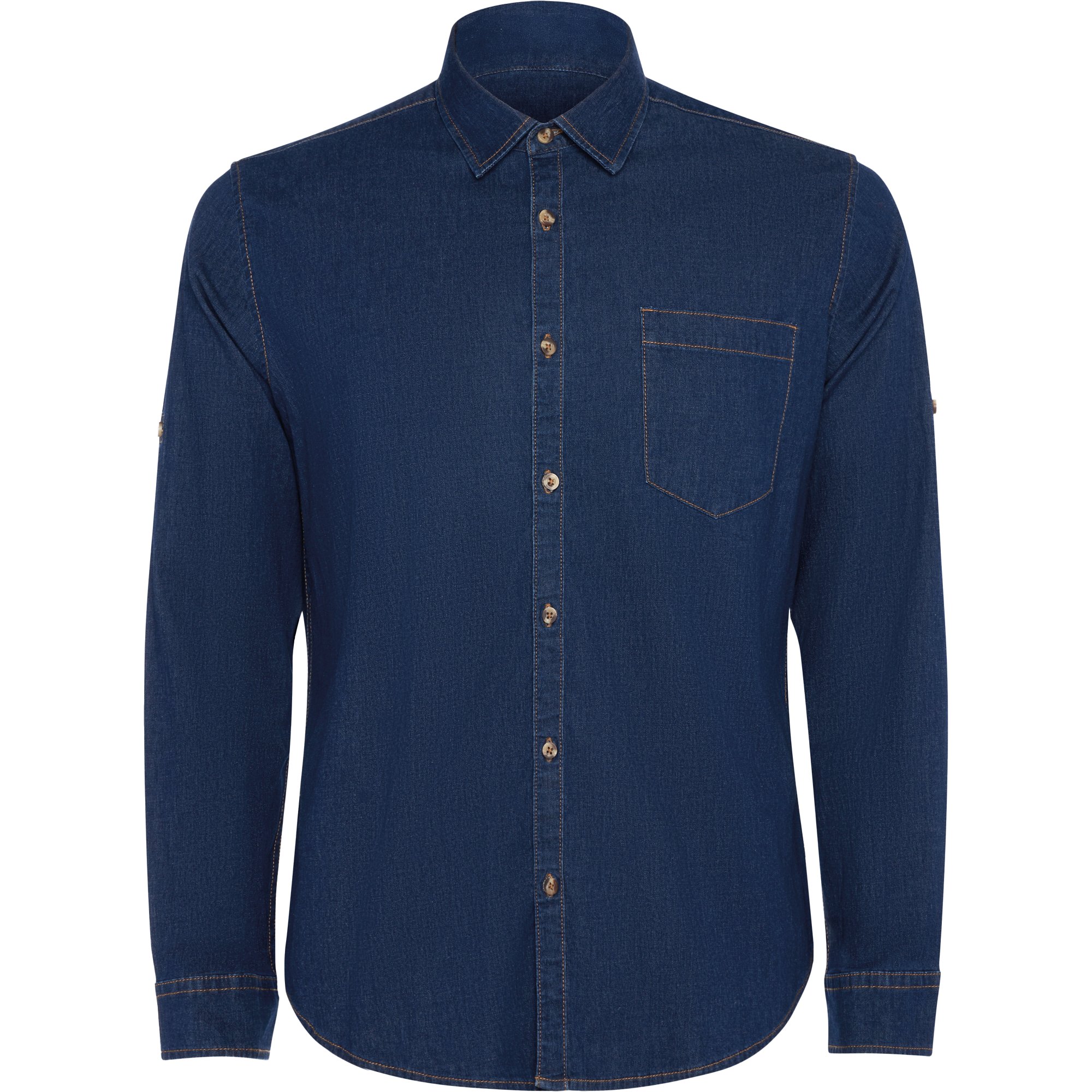 Long-sleeved denim shirt